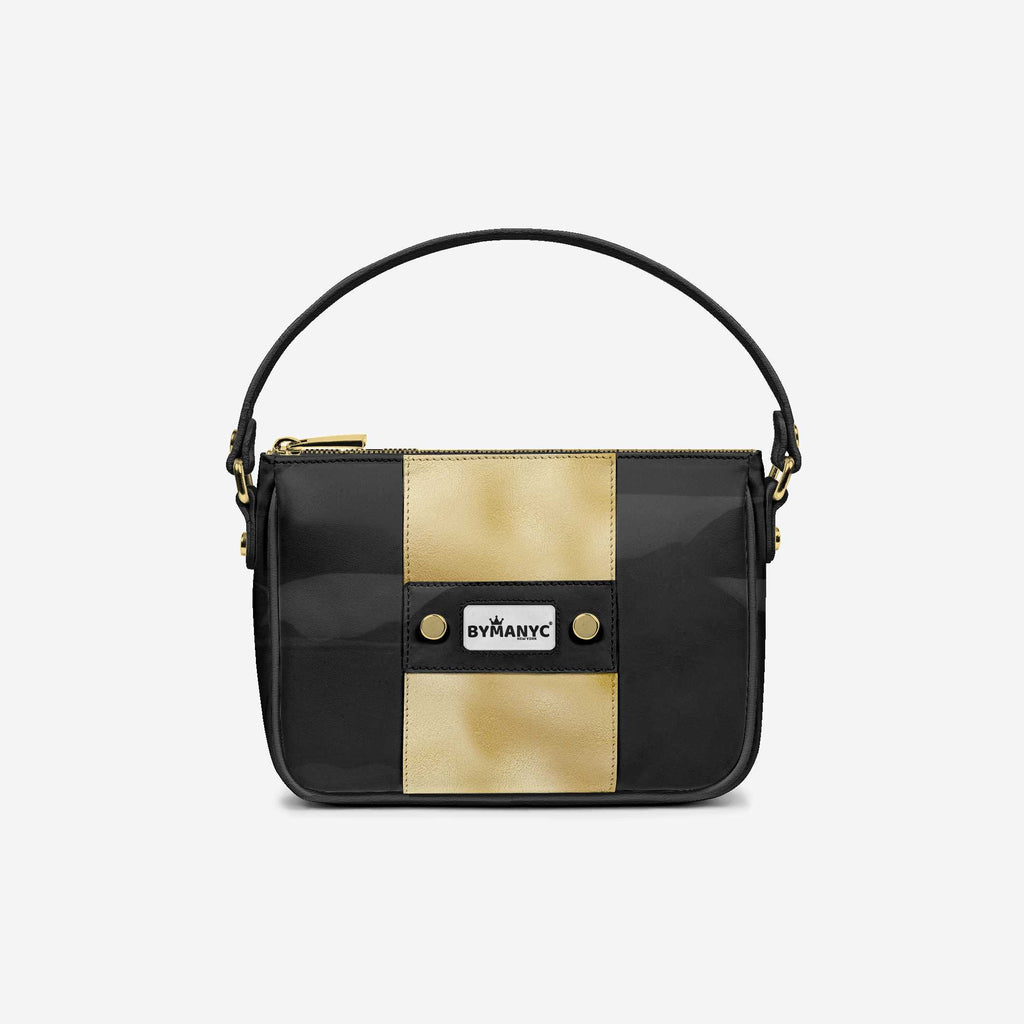 Handbag BYMANYC ® New York – Couture Vegan Vertical Band in Black & Gold Luxe