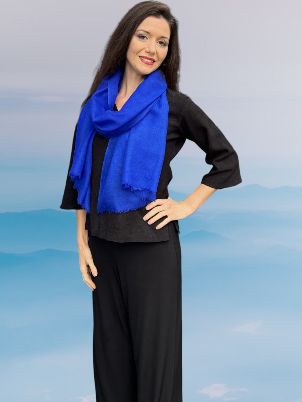 Cobalt Solid Wool Lightweight Scarf