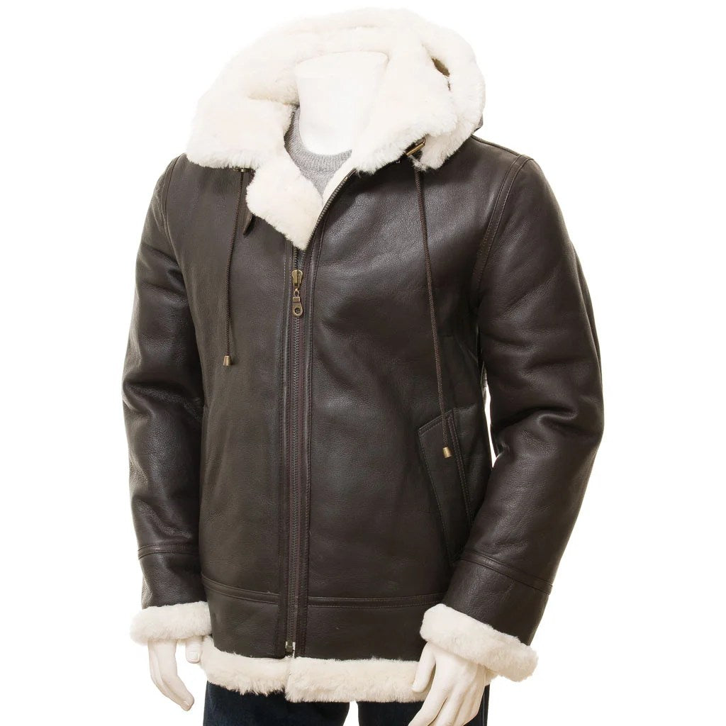 MEN BROWN AND CREAM SHEEPSKIN JACKET ESSEX