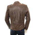 MEN ANTIQUE BROWN LEATHER JACKET BALLSTON