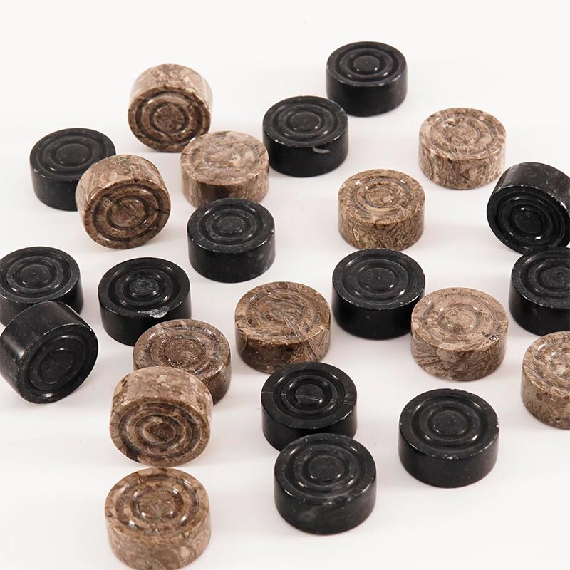Marble Oceanic and Black Checkers 15" For Board Game - Pieces Set