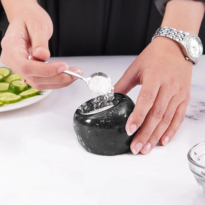 Marble Salt Cellar With Lid 3'' Salt Container For Kitchen Countertop - Salt Box & Salt Dish