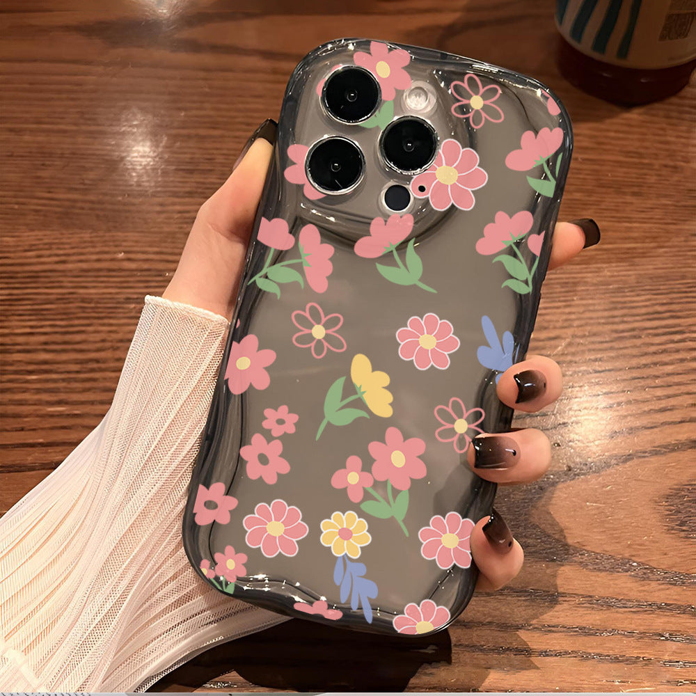 Phone case iPhone13 Apple 15pm fresh 14pro flower 12 transparent all-inclusive 11 mobile phone protective case