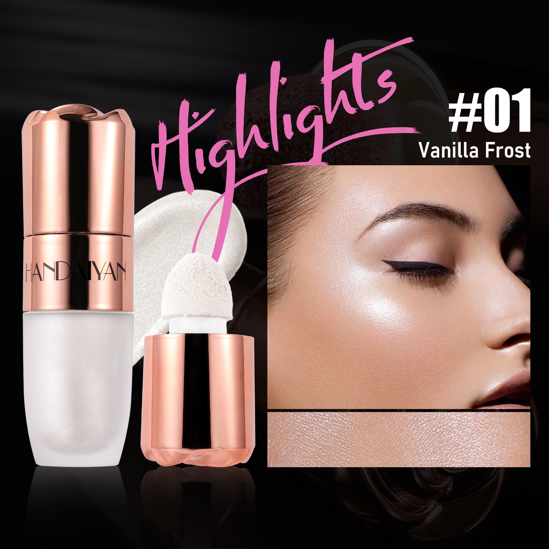 Exclusive for cross-border highlighter repair 8 colors natural three-dimensional Han Daiyan Pearl fine SHINING painted highlight contour stick
