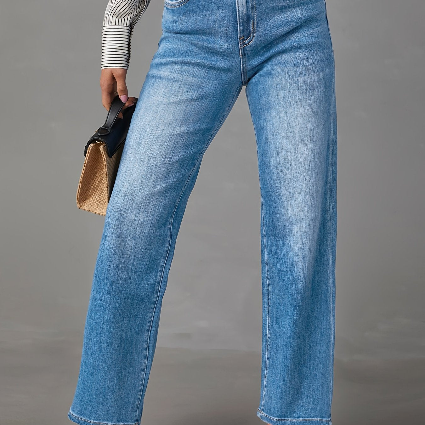 High Waist Jeans Light Blue High Waist Straight Leg Jeans