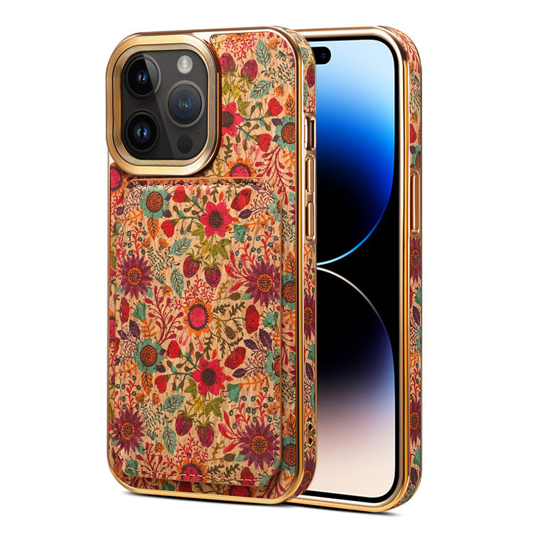 Denior foreign trade applicable iPhone15 phone case Apple 14promax drop-resistant bracket card phone case