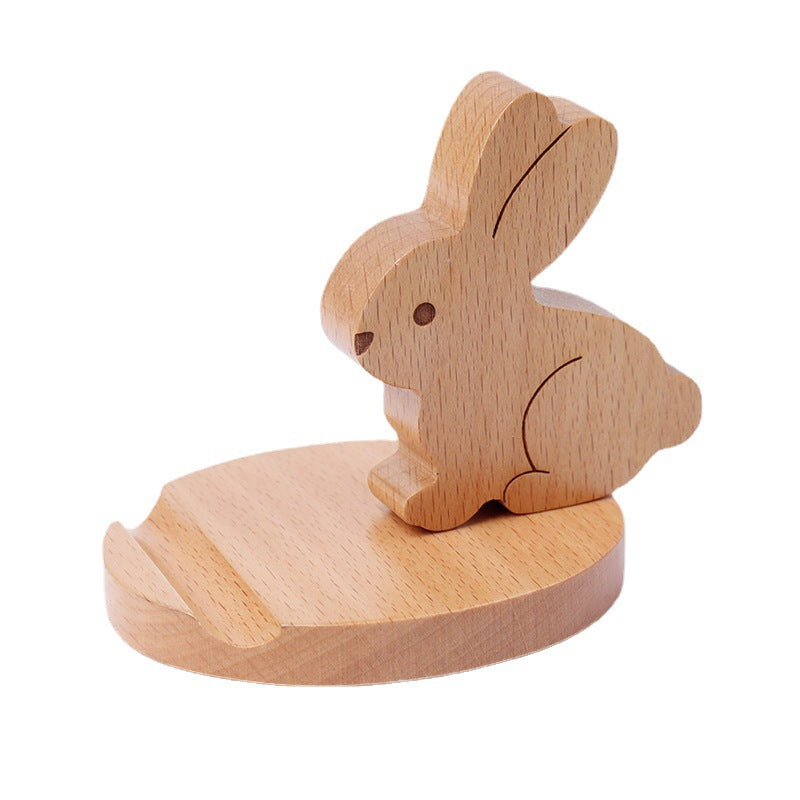 Solid wood flat panel support binge-watching watching TV cute creative mobile phone holder desktop phone holder wholesale engraved logo