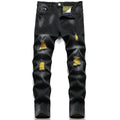 Black jeans 2025 new ripped jeans micro elastic slim fit skinny men's jeans factory delivery
