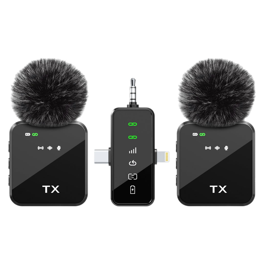 New wireless lavalier microphone with charging warehouse digital display mobile live streaming noise reduction recording microphone one for two