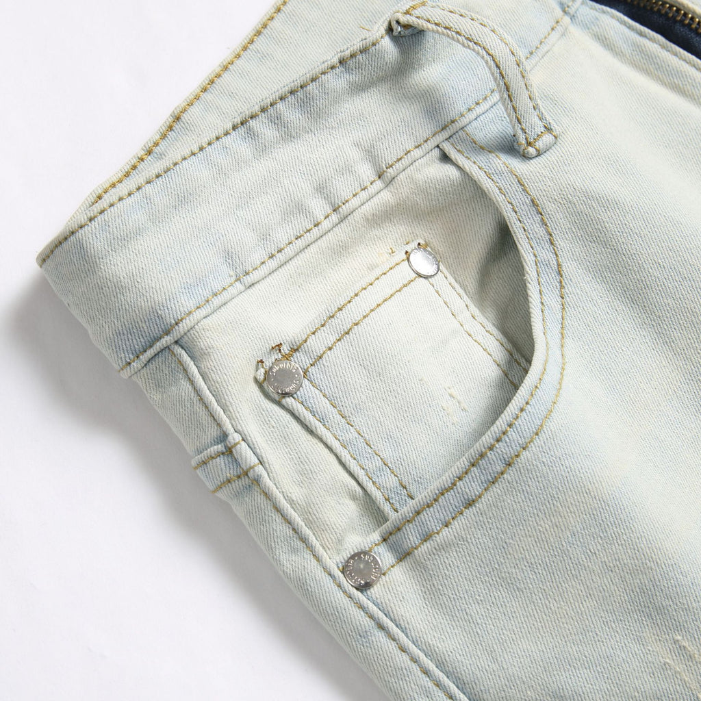 Foreign trade men's jeans high elastic ripped slim jeans men AliExpress men's jeans