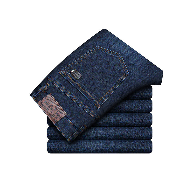 Spring and Autumn men's jeans slim straight business casual trousers men's stretch washed jeans wholesale