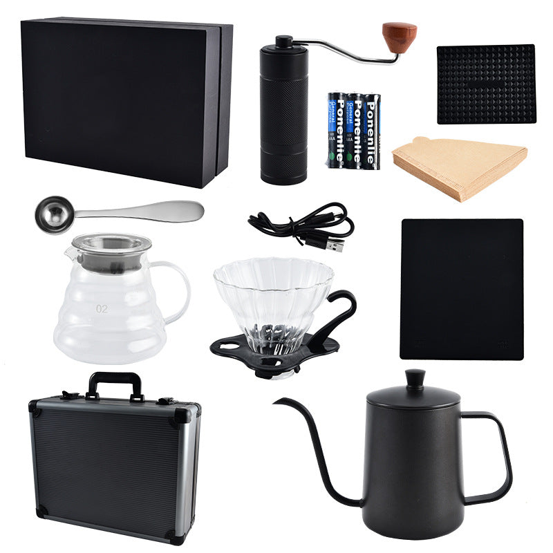 Manually operated coffee grinder suit gift box outdoor household grinder coffeepot coffee pot coffee tools full set