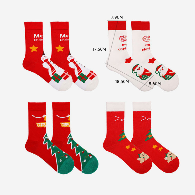 2025 Christmas socks gift box combed cotton socks autumn and winter one Amazon cross-border Christmas supply in stock red socks
