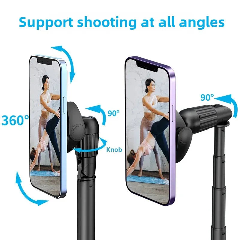 2024 New Bluetooth floor magnetic selfie stick mobile phone holder outdoor anti-shake PTZ