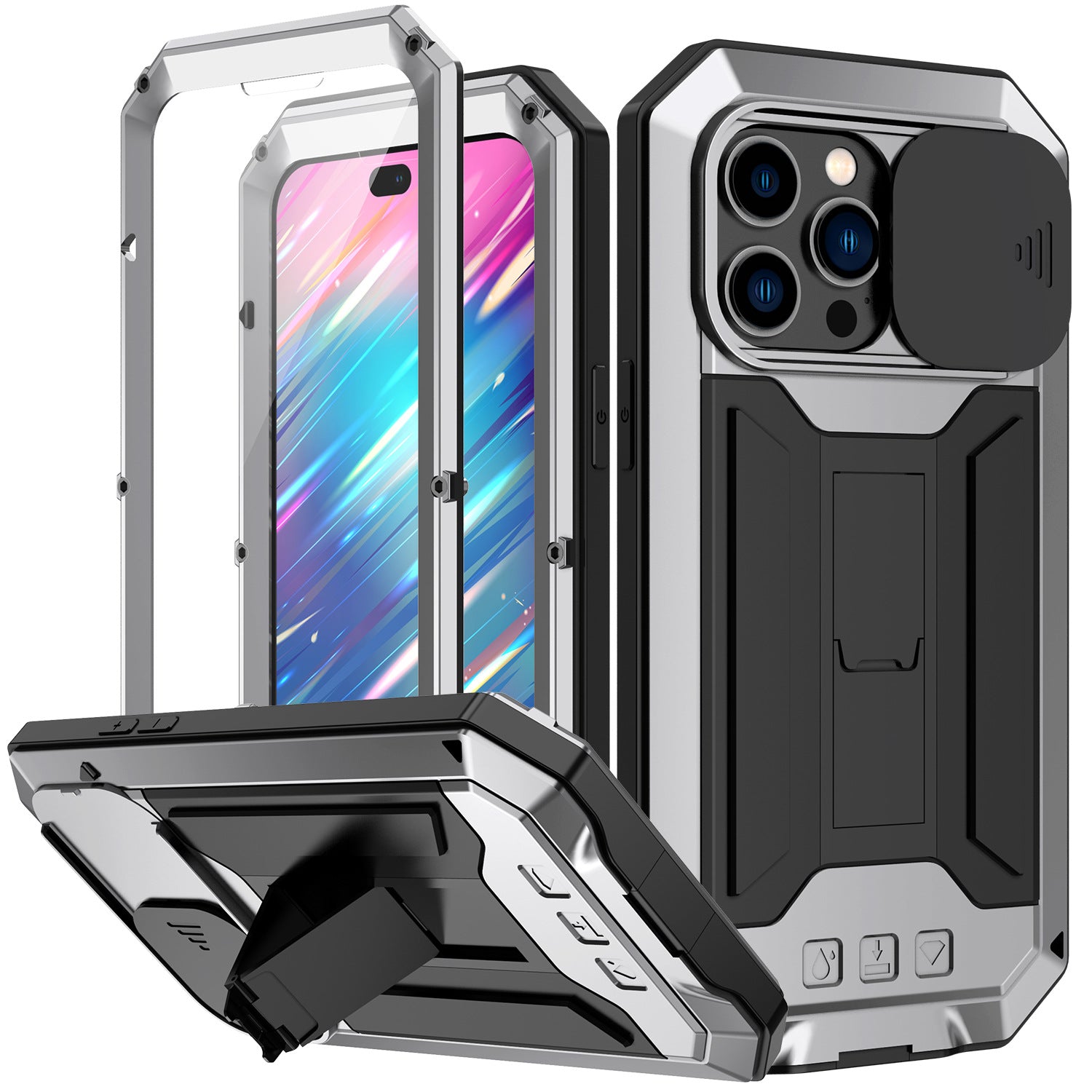 Applicable to cross-border case with three protection functions iPhone14promax phone case Apple 15 drop-resistant all-inclusive bracket 13 mobile phone case