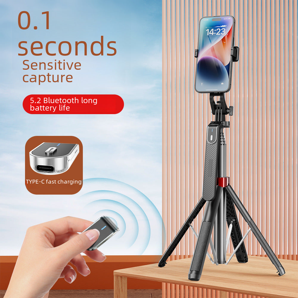 P185MINI aluminum alloy quadripod shelf Bluetooth selfie stick universal phone live broadcast floor stand handheld stabilizer
