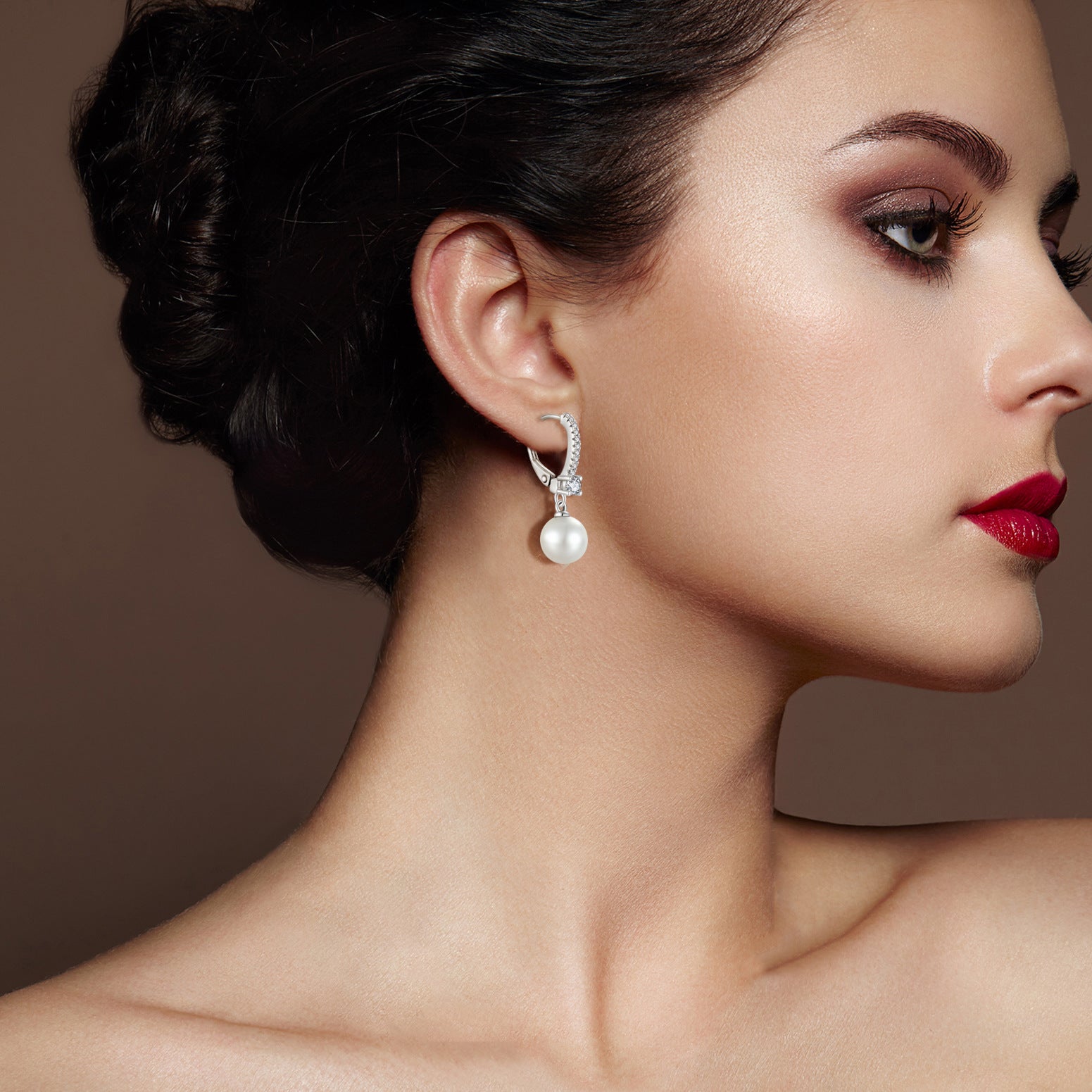 S925 Sterling Silver Pearl zircon earring ear clip earrings eardrops women's foreign trade cross-border jewelry silver accessories processing
