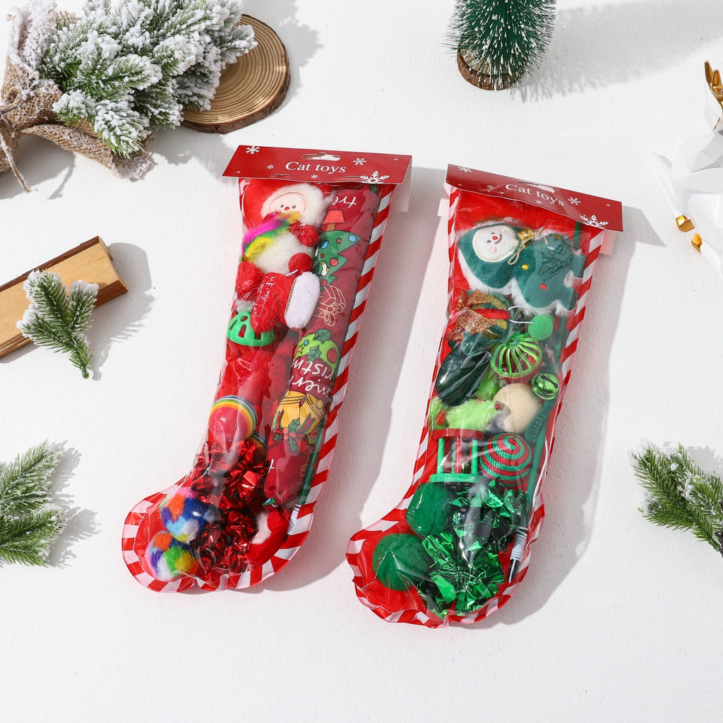 Cross-border Christmas Cat Toy New Christmas theme cat toy 15-piece set cat self-Hi interactive factory direct supply