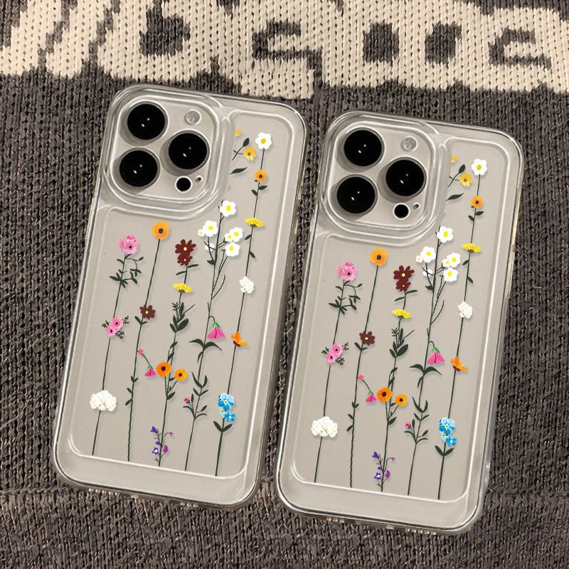 Fresh flowers for iPhone17PorMax phone case 16Pro Apple 13/14 transparent 15 foreign trade 12