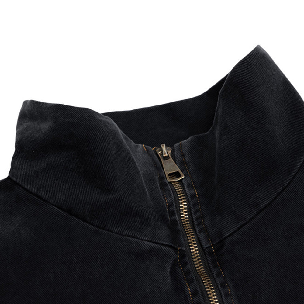 Unique design stand collar denim cotton jacket coat men's deconstruction stitching winter cotton padded detachable liner cotton-padded coat