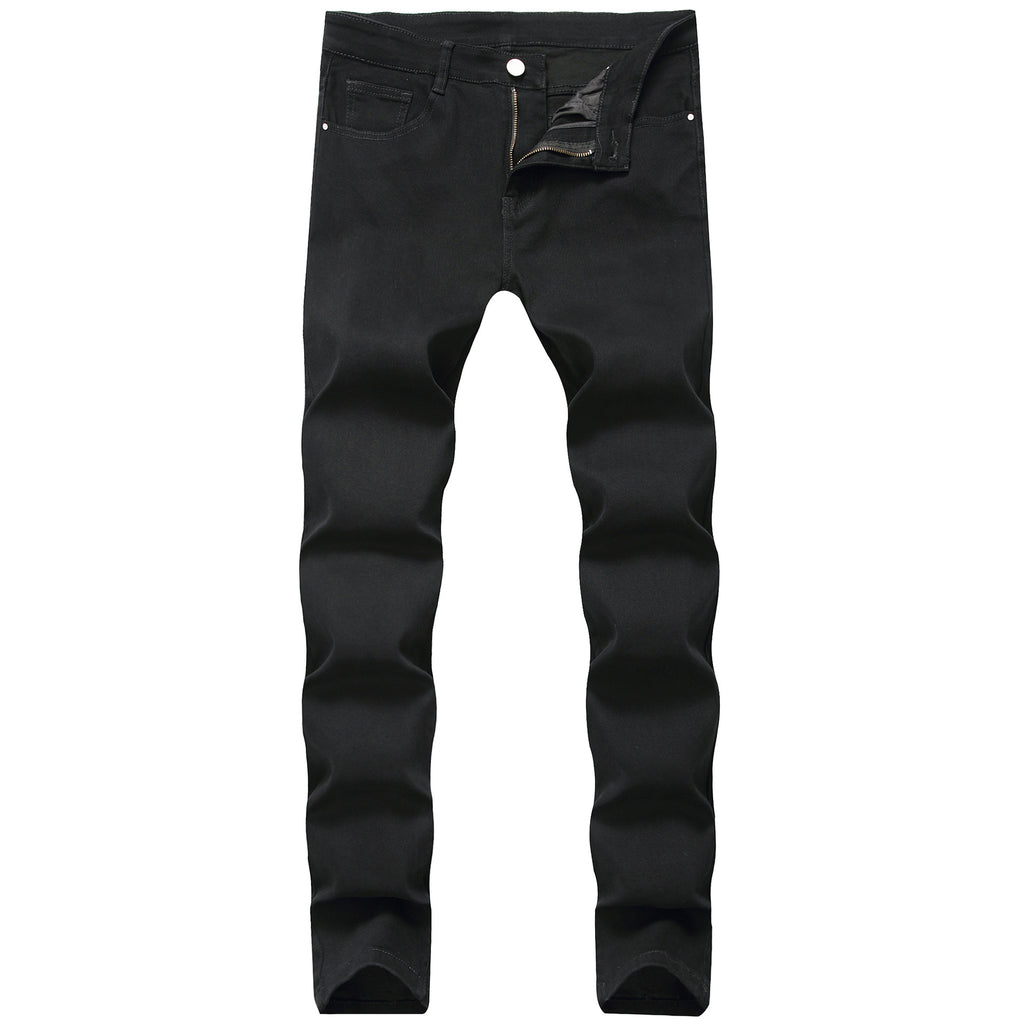 Pure black skinny micro elastic men's jeans 2025 autumn and winter New slim fit men's jeans fashion all-matching men's jeans