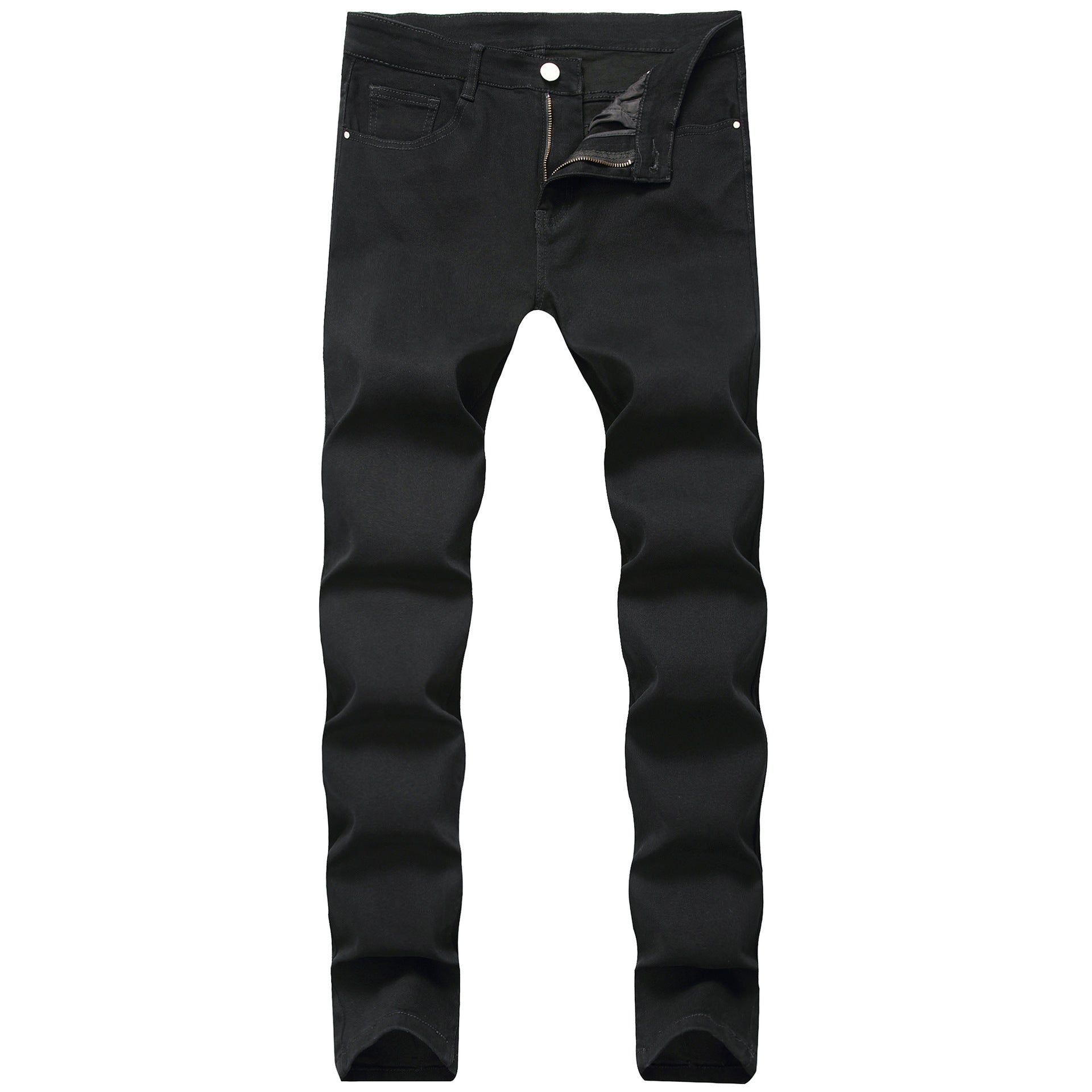 Pure black skinny micro elastic men's jeans 2025 autumn and winter New slim fit men's jeans fashion all-matching men's jeans