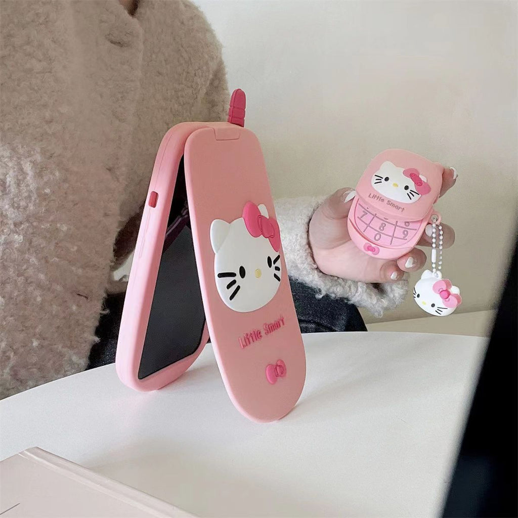 ins flip Hello Kitty cellular phone Apple 15 phone case iPhone14/13Promax mirror New 12 women
