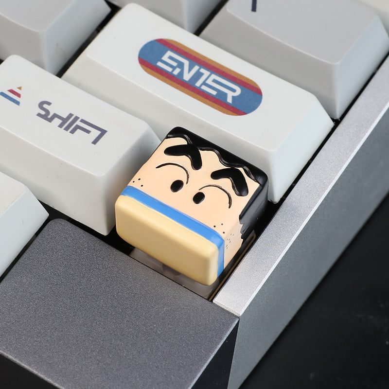 Yeyuan family crayon Xiaoxin unique keycap resin cross mechanical key cap cute single 3D Three-Dimensional Key cap