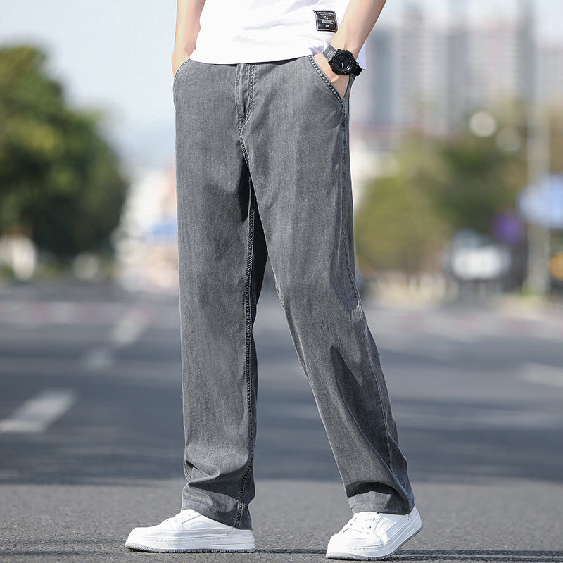 High-end Tencel regular jeans men's micro elastic all-matching comfortable teen trend casual men's straight jeans