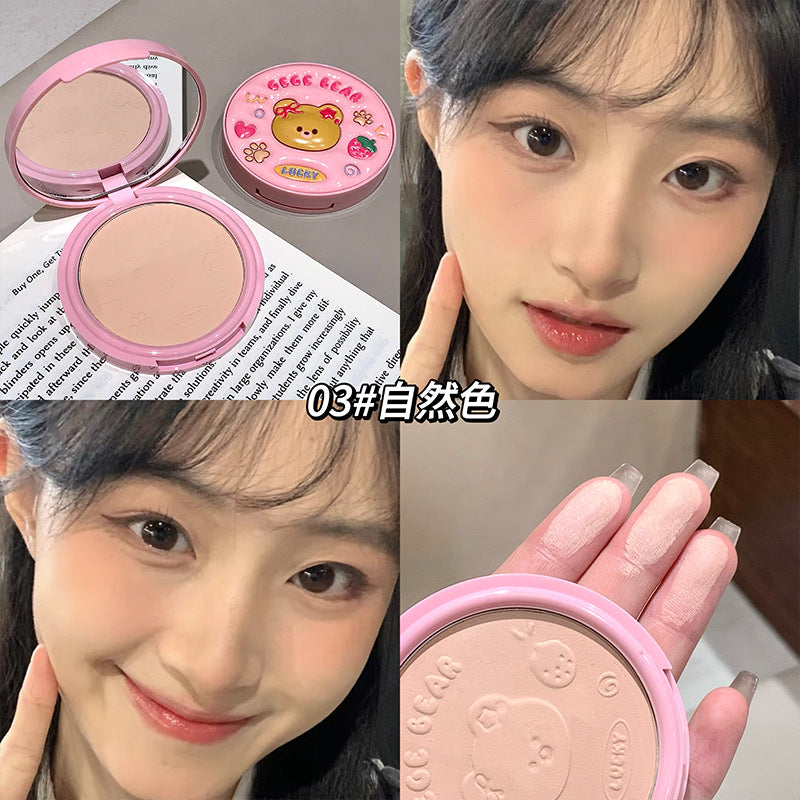 Gege bear Gogo bear leather soft and adorable light transparent finishing powder soft mist matte natural nude makeup powder cake