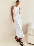 Cross-border y2g women's new European and American elegant lines contrasting-color dress High sense cinched sleeveless vest skirt summer