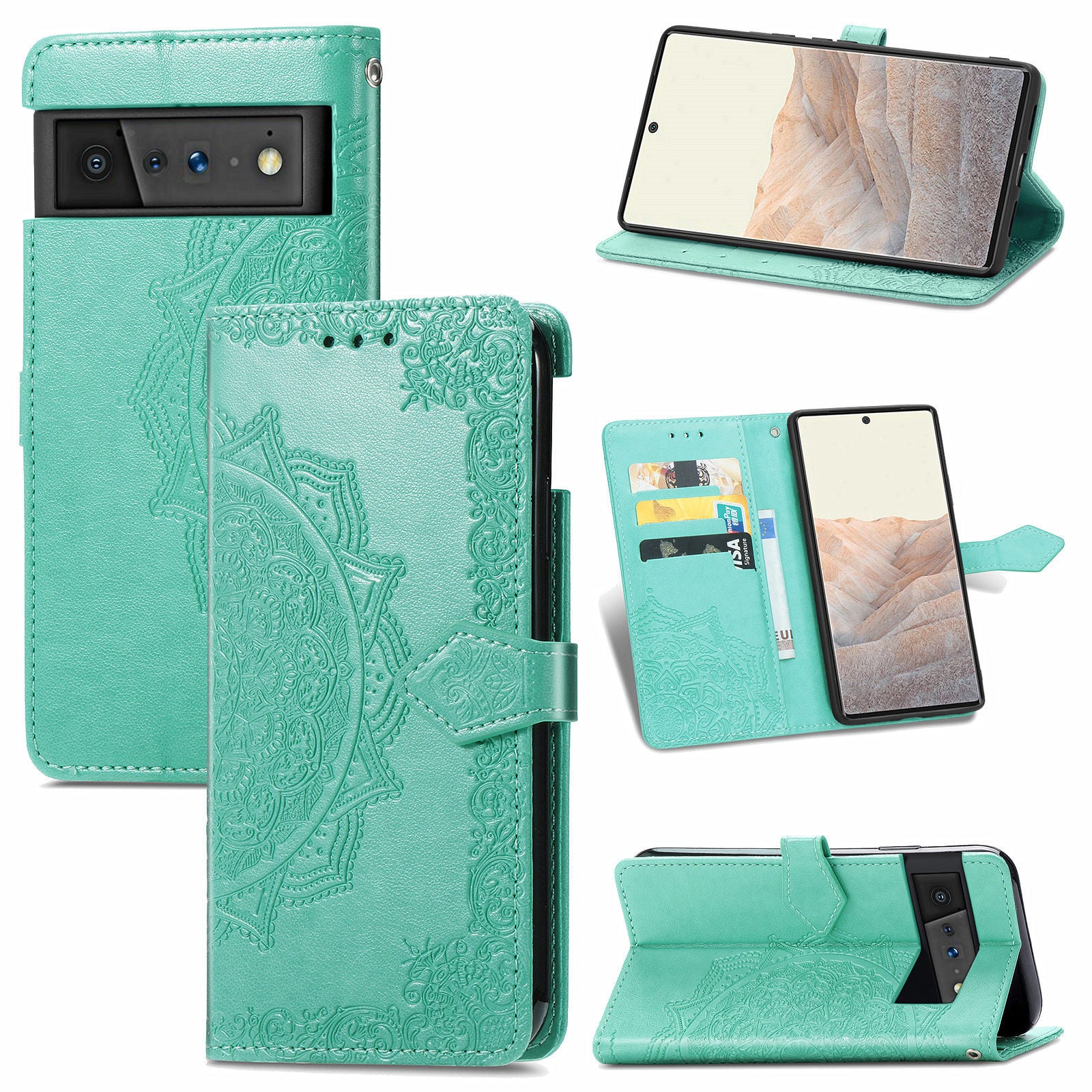 Applicable to Google pixel6 mobile phone leather case with card slot Google Pixel 6Pro flip leather printing leather case