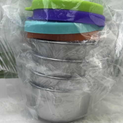 Cross-border 304 stainless steel sauce cup with silicone cover sauce cup outdoor portable tomato salad seasoning saucer dish