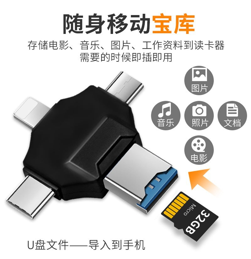 4-in-1 Card Reader for iPhone/Android