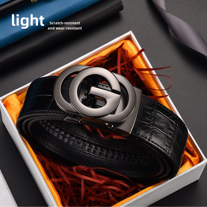 Cross-border foreign trade Hot Sale men's leather belt crocodile pattern Comfort Click belt cowhide G word pant belt fashion business simplicity