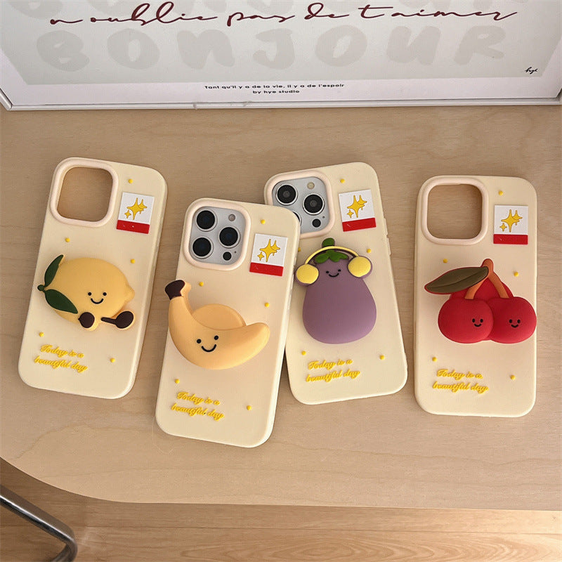 Cartoon jellycat fruit bracket for iPhone16 Apple 15ProMax/14/13 phone case New