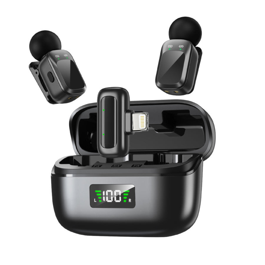 New wireless lavalier microphone mini microphone with digital display charging case live video recording noise reduction Radio