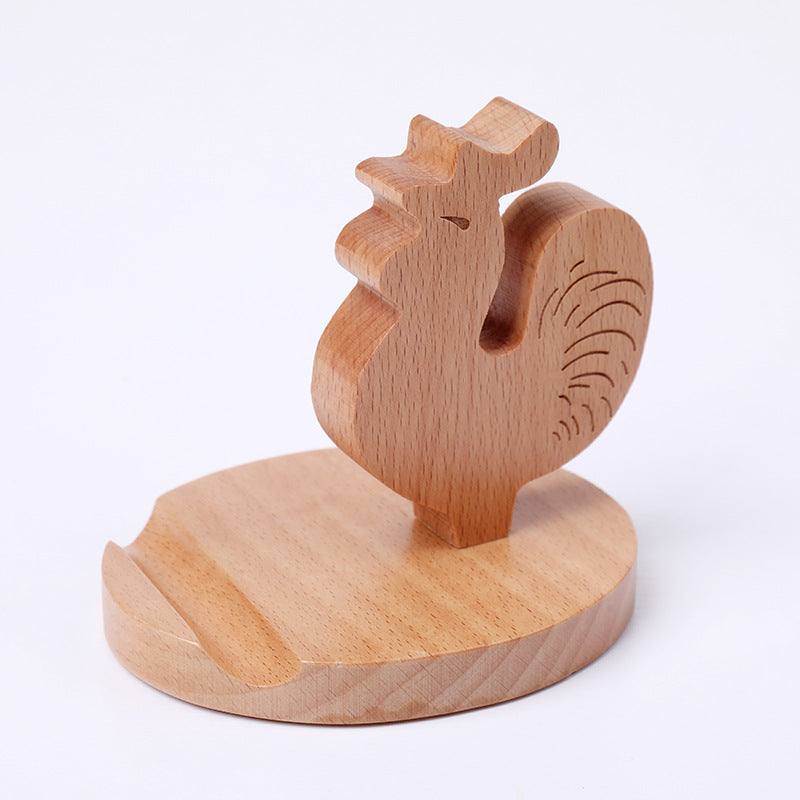 Solid wood flat panel support binge-watching watching TV cute creative mobile phone holder desktop phone holder wholesale engraved logo