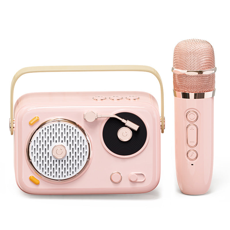 Retro Bluetooth Speaker singing audio all-in-one microphone karaoke EXTRA BASS Wireless microphone artifact Outdoor