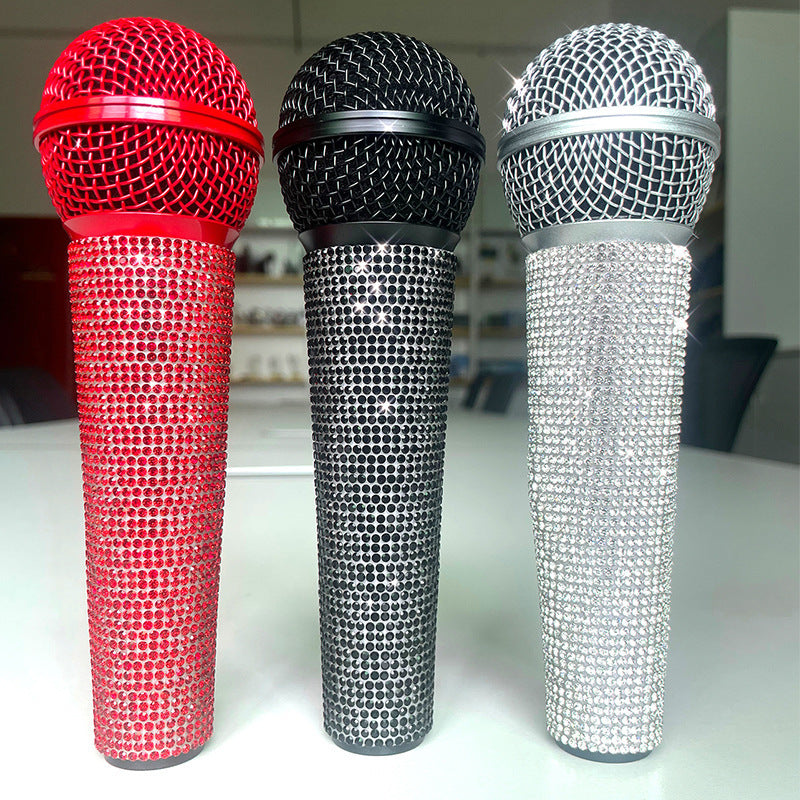 Universal wireless microphone diamond set stage performance singer host rhinestone protective cover bar microphone diamond set