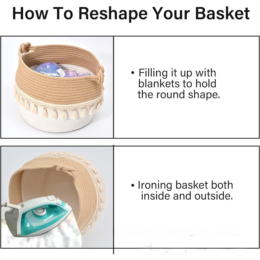 Cross-border supply cotton string woven storage basket foldable clothing storage basket with handle laundry basket basket decorative flower basket