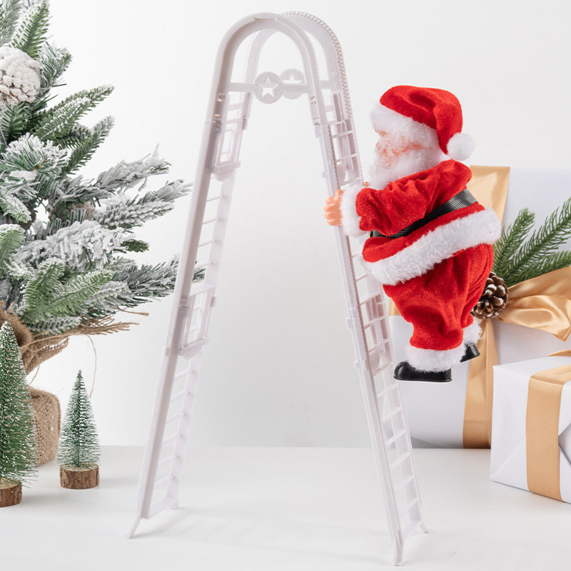 Cross-border Christmas creative gift electric Santa Claus black ladder climbing beads children's toy Christmas decoration