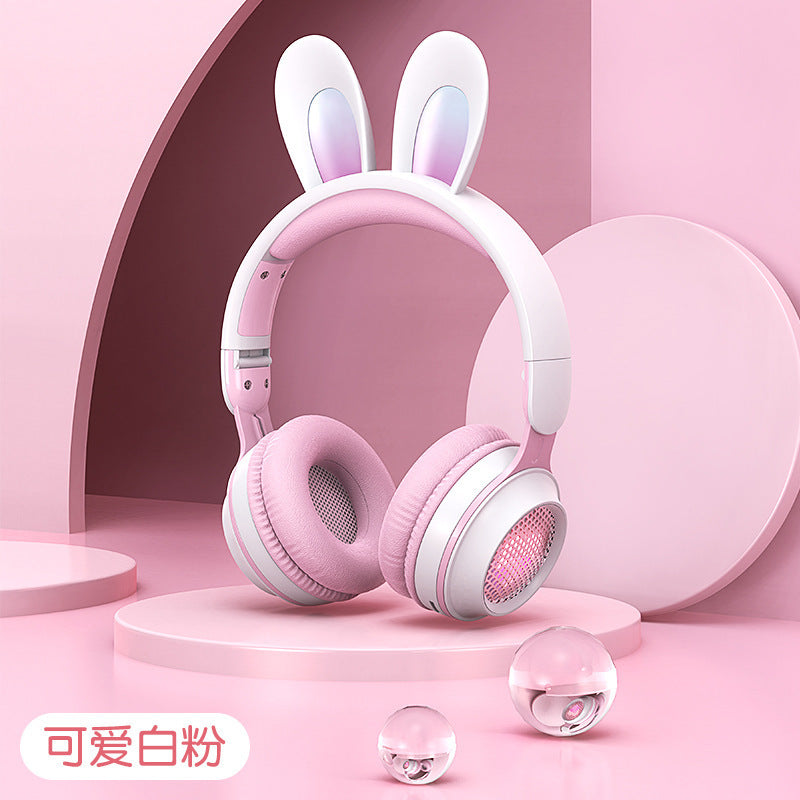 [New] cross-border KE-11 rabbit ears headset Bluetooth headset LED luminous wireless with microphone children's headphones