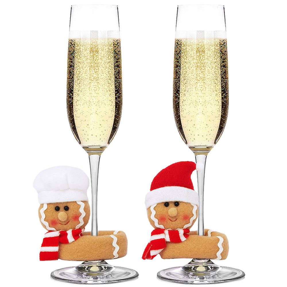Chuangke cross-border 2025 new Christmas wine glass holding flannel gingerbread man doll window decoration Christmas decoration