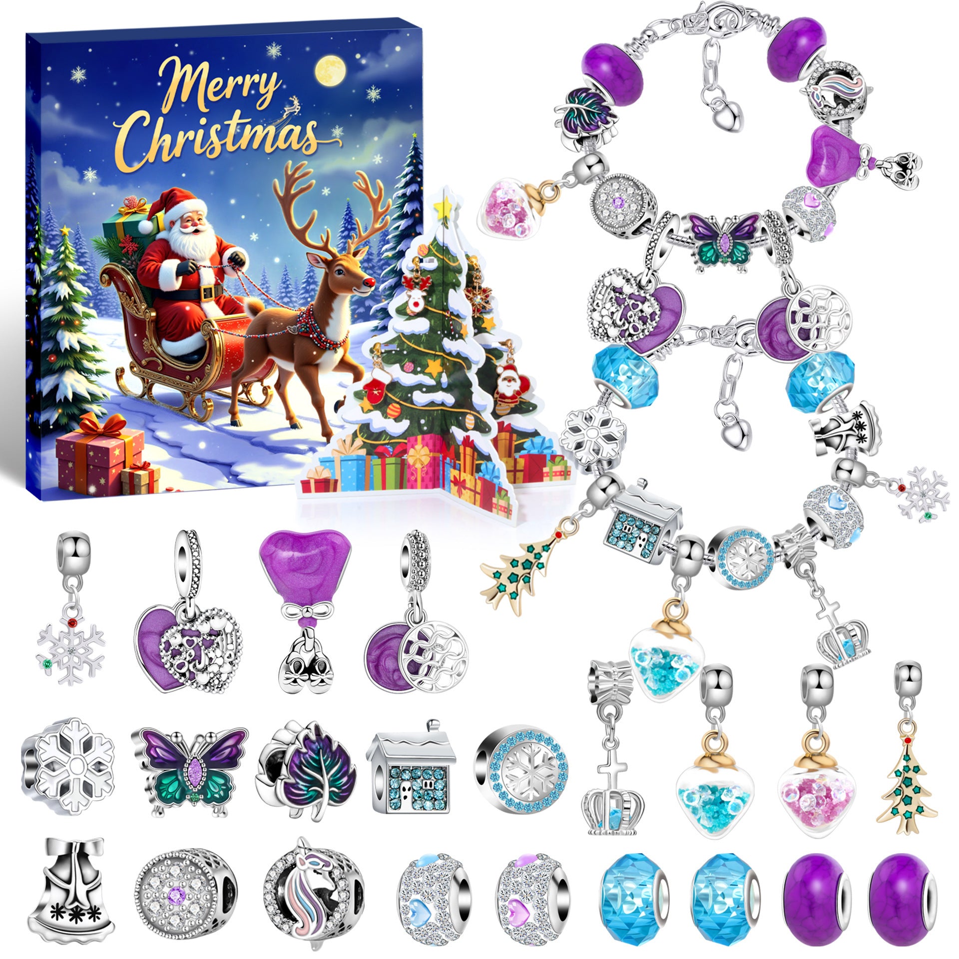 Cross-border new arrival Christmas creative blind box bracelet handmade diy24 grid educational jigsaw puzzle exquisite gift set