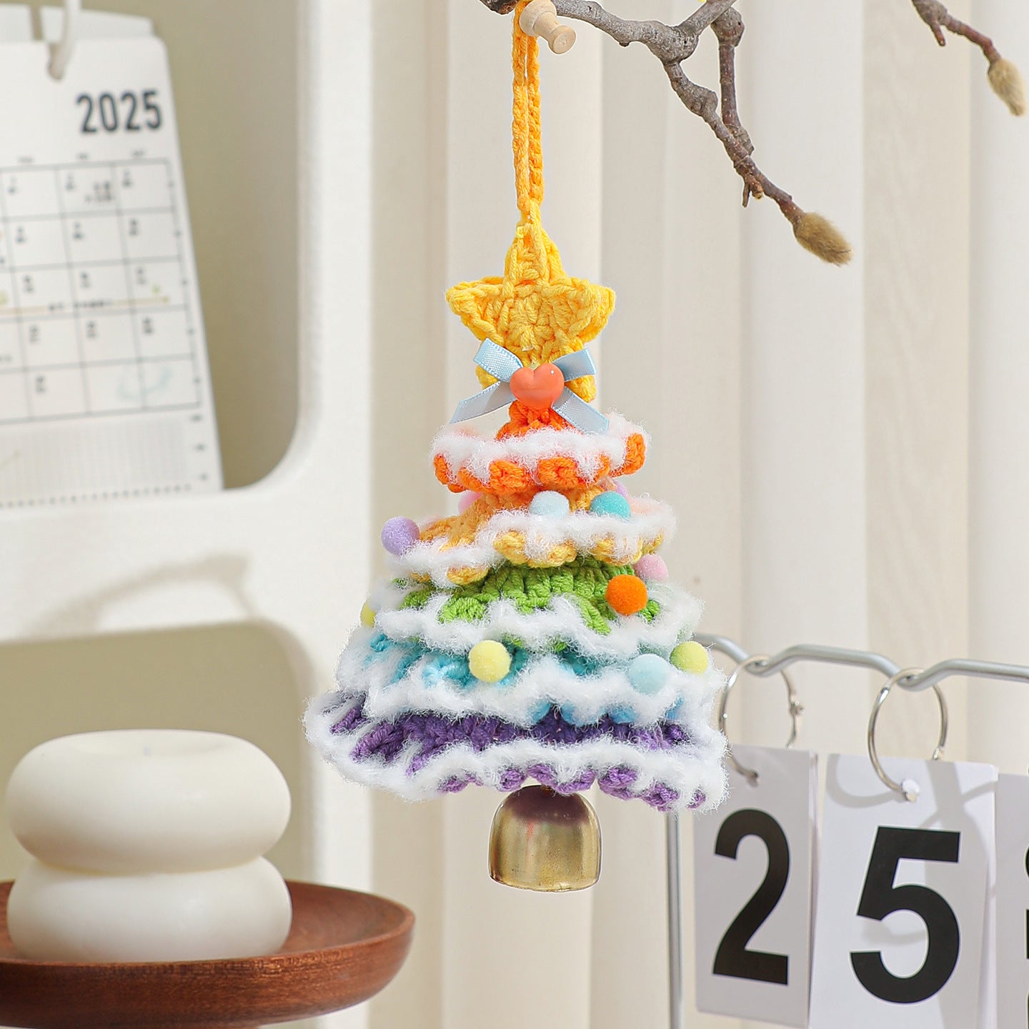 Exclusive for cross-border plush Christmas pendant wool crocheted Christmas tree small ornaments Christmas decoration automobile hanging ornament