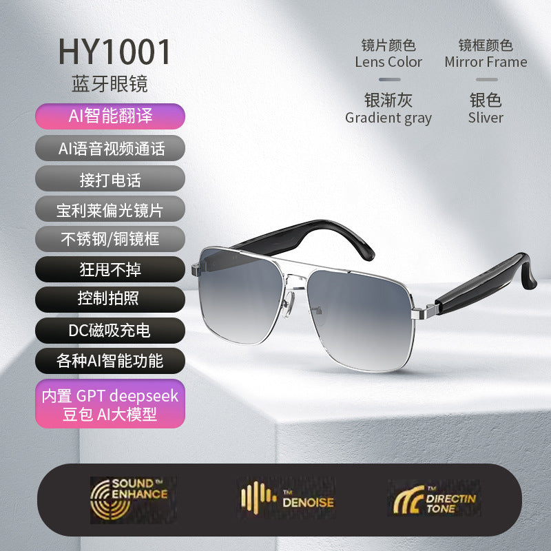AI Smart Sunglasses – Real-Time Translation, Bluetooth Calling & Music