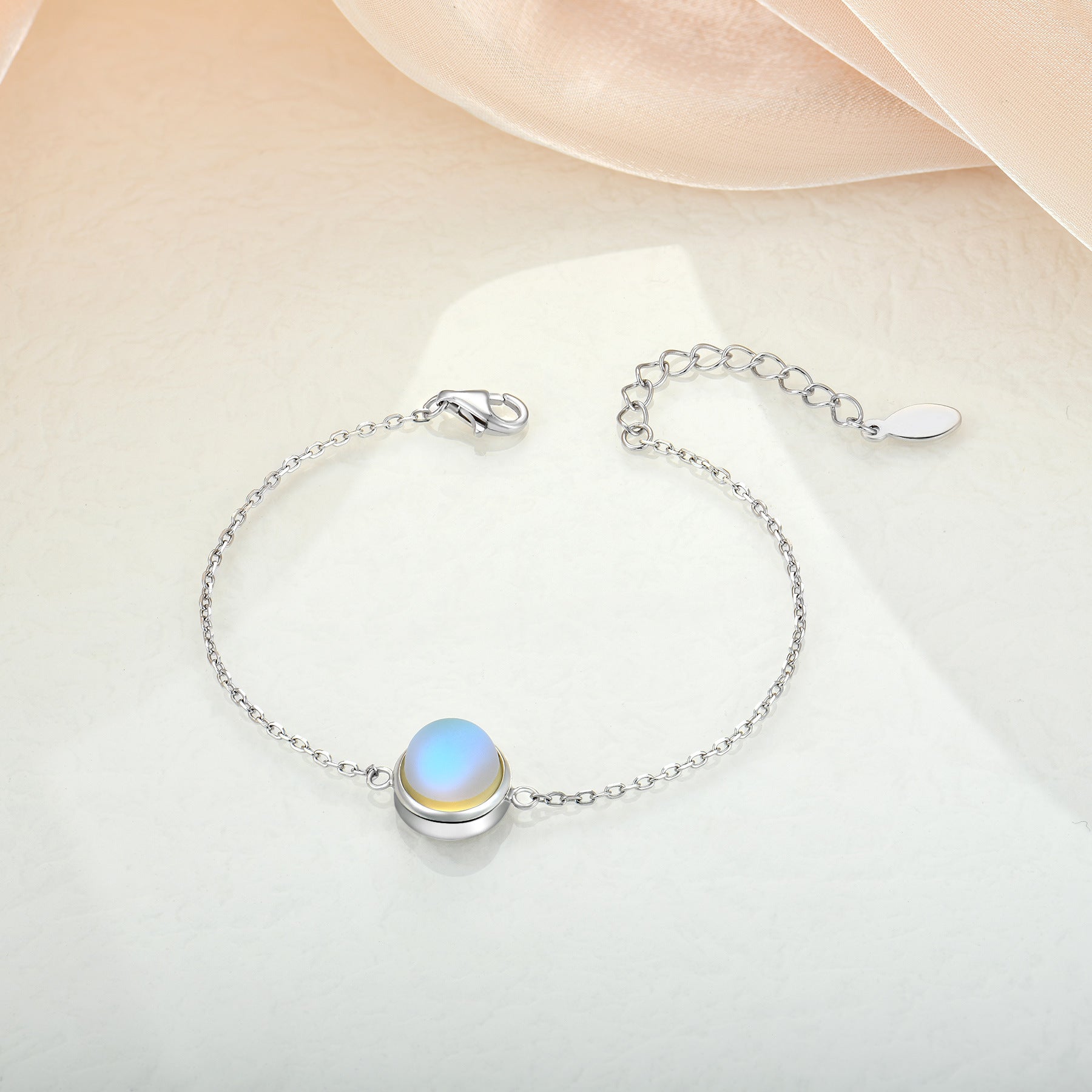 s925 silver moonstone necklace pendant Xiaohongshu Tik Tok live stream hot sale accessories female jewelry foreign trade Wholesale