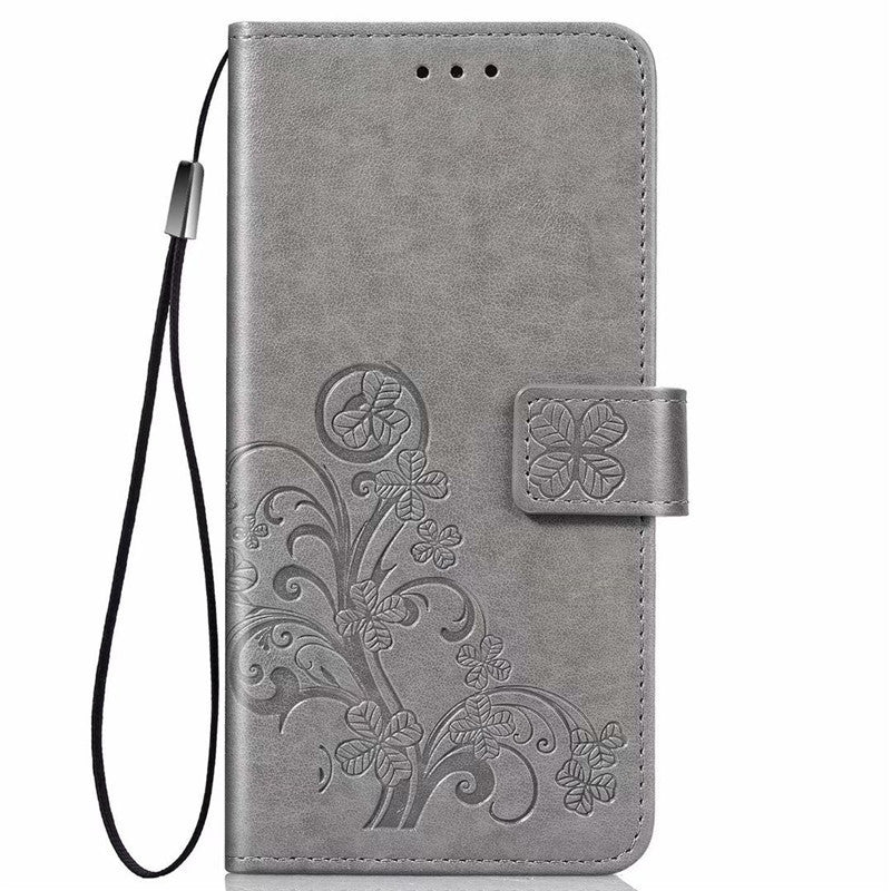 Foreign trade applicable to Google pixel 3 4 3a 4a xl lucky four-leaf clover flip wallet lanyard leather case