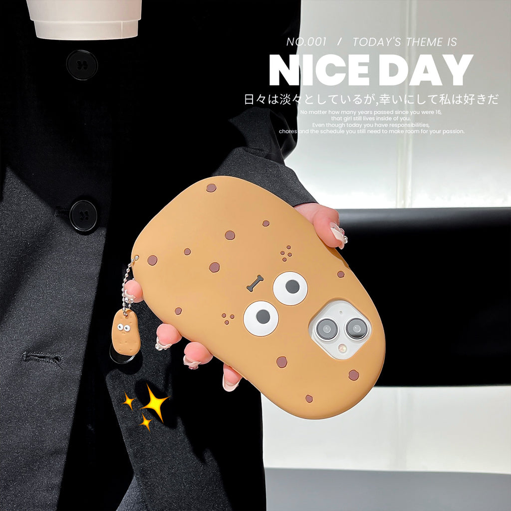 Cute potato expression suitable for iphone15pro phone case 14pm silicone 13p soft case 12promax pendant